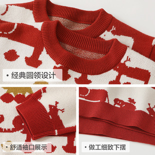 Baby Clothes Boys New Year Sweater Winter Clothes Autumn and Winter Baby Girls New Year Clothes Children's New Year Clothes Top