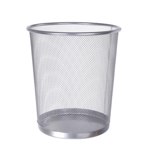 Metal Mesh Round Trash Bin Iron Trash Basket Kitchen Storage Bucket Creative Home Office Coverless Trash Basket