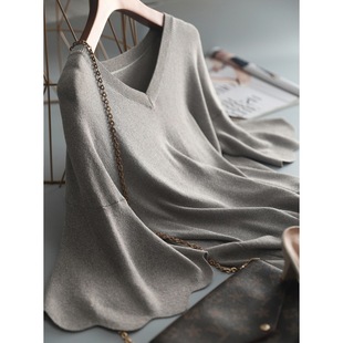 Women's petal sleeve V-neck top summer knitted T-shirt loose short sleeve ice silk sweater thin women's Western style small shirt