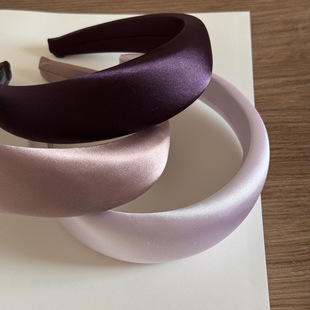 Satin high-end feeling retro solid color hair band wide version sponge high cranial top headband hair accessories new hairpin headdress