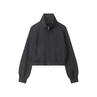 HeyHenry American Style Spice Girls Vertical Collar Sweatshirt Coat Women's 2024 Autumn and Winter Ins Slim-fit Shoulder Short Jacket