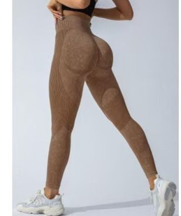 Amazon Cross-border Frosted Washed Peach Hip Seamless Yoga Pants Women's Tight Letter Fitness Sports Pants