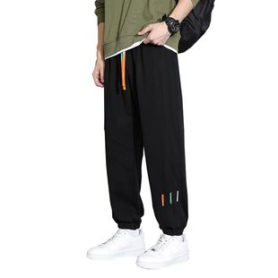 Spring and Autumn New Casual Sports Pants Men's All-match Fashionable Brand Plus Fat plus size Pants Boys Loose Pants with Foot Guard