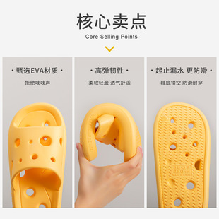 Leakage Quick-drying Slippers Women's Summer Indoor Home Couple's Bathroom Bath Non-slip Household Hollow Sandals Men's