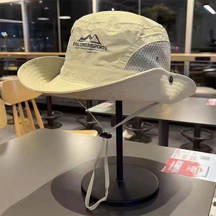 Mountain Camping Drawstring Fisherman Hat Sun Shade Hiking Sun Protection Outdoor Mountaineering Fishing Hat Western Cowboy Hat