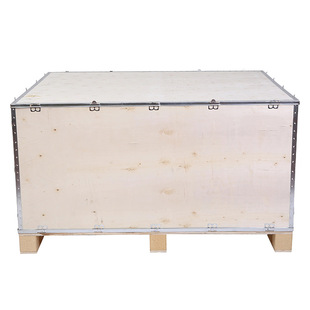 Factory in stock steel edge non-fumigation wooden box removable logistics turnover box machinery and equipment packaging steel belt box