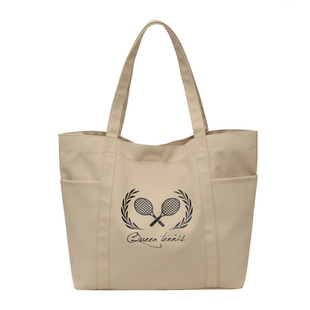 Large-Capacity Casual Canvas Bag New Hot-Selling Korean Style Fashionable Simple Canvas Bag for Going Out to Class and Commuting Tote Bag