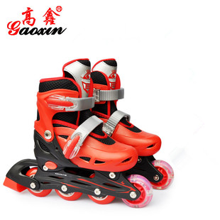 Gaoxin Skates Children's Women's Full suit Straight Row Roller Skate Shoes Four Size Adjustable Single Row Roller Skate for Men and Women