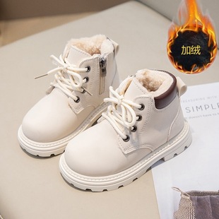 Children's Martin Boots 2024 Winter Baby Yellow Boots Boys fleece-lined Boots Girls Boots Small Children's Cotton Boots Tide