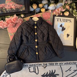 Girls autumn and winter coat 2024 new female baby western style net red cotton padded cotton fleece-lined warm outside...