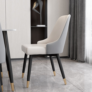 Simple Light Luxury Leather Art Backrest Chair Post-modern Home Dining Chair Hotel Western Restaurant Leisure Negotiation Chair Soft Bag Chair