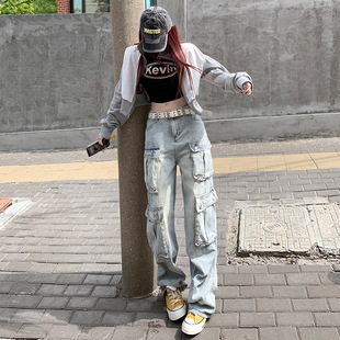 [MLA-24] skateboard girl | Casual workwear | Versatile wide leg multi-pocket overalls regular & lengthened