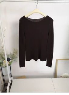 Yangzi Yarn Machine Washable, Temperament One-character Collar Backing Shirt 18-pin Shimao Essence Seamless 100 Wool Sweater Knitted Shirt for Women