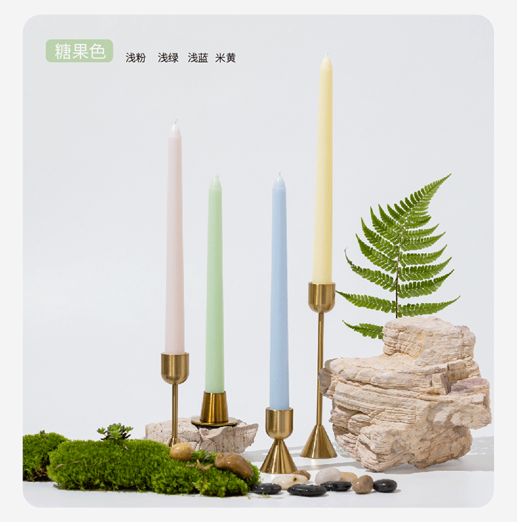 25cm Long Pole Tapered Candle Wedding Banquet Atmosphere Long Candle 10inch Colorful Smokeless Candle Candles