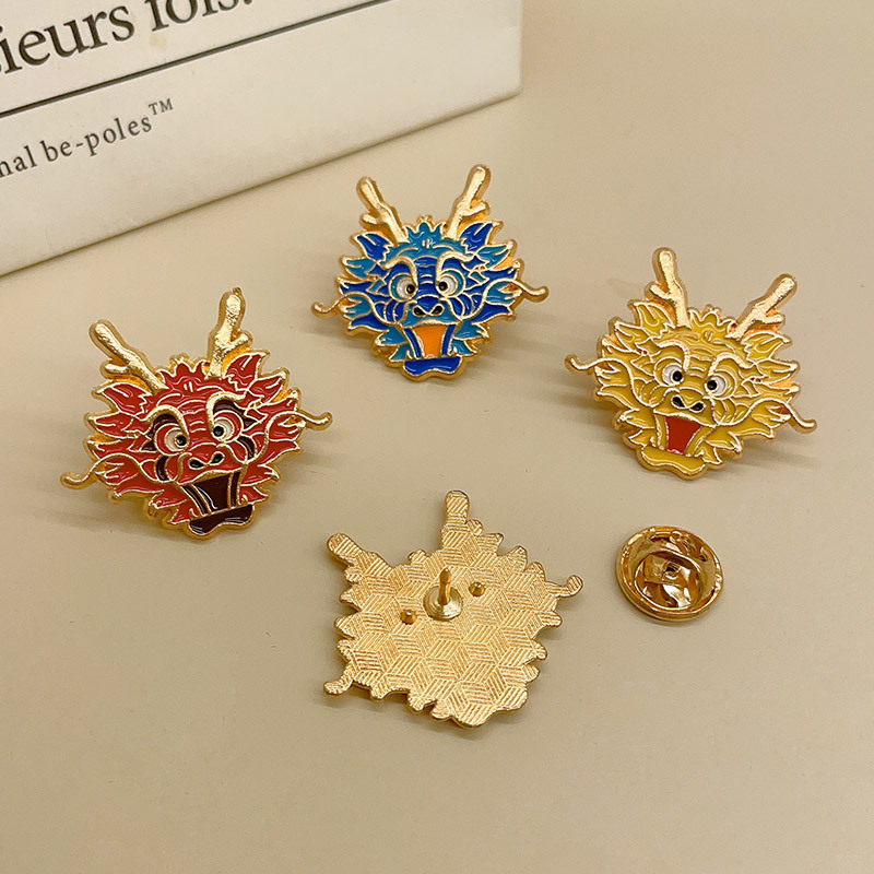 Chinese Dragon Badge Domineering Dragon Cartoon Brooch Dragon Dragon Dragon Dragon Dragon Dragon Dragon Dragon Chinese Style New Chinese Alloy Enamel Bookbag Buckle