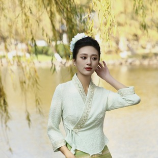 Yunnan Dai Traditional Skirt suit Mangshi Dehong Xishuangbanna Water Splashing Festival Clothing Dai Women's Top