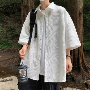 Short-sleeved shirt men's summer 2023 new fashion casual loose shirt handsome half-sleeved jacket fashion brand