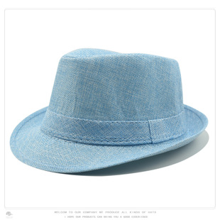 Cross-Border Linen Hat British Retro Adult Solid Color Jazz Hat Sun Hat for Men and Women Couple Beach Sun Hat