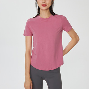 [New] Lu Yoga Basic T-Shirt Summer Short-Sleeved Versatile Lightweight Breathable Round Neck Elastic