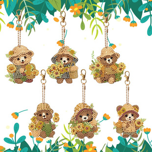 DIY Diamond painting keychain bear cartoon keychain children's handmade diamond DIY bag pendant jewelry