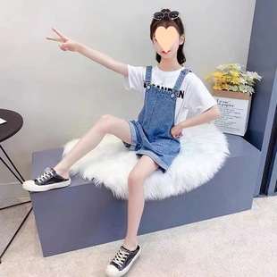 Girls' overalls summer 2024 new arrival large children's Denim shorts Korean style suit summer children's pants