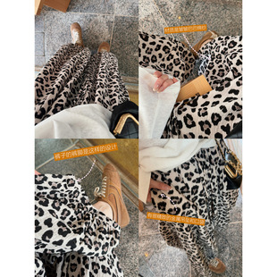 Leopard-print Breathable Casual Anti-mosquito Loose Cropped Wide-leg Pants for Summer
