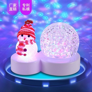 Christmas gift luminous snowman LED light luminous particles night light Christmas rotating bedroom light ornaments wholesale