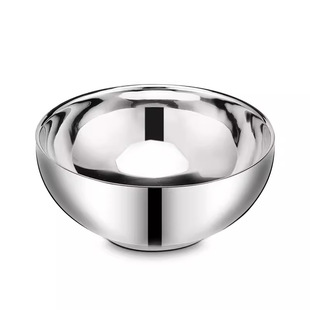 304 Stainless Steel Bowl Household Double-layer Anti-scalding and Anti-fall Bowl Soup Noodle Rice Bowl Kindergarten Kidsren Adult Bowl Canteen Bowl