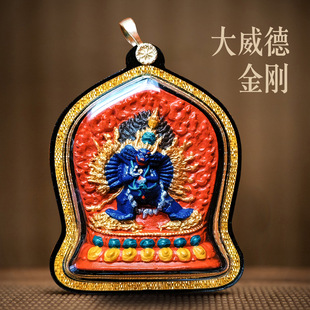 Hand-painted Erasable Thangka Stereo Painted Garu Box Yellow God of Wealth Pendant Necklace Zakilam Big Black Sky