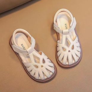 2024 Baotou Shoes Sandals Explosions Summer Fashion Princess Little Girl Student Middle and Big Boy Soft Sole Non-slip