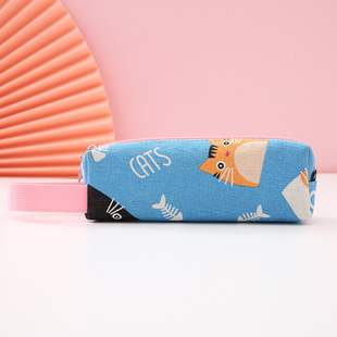 Korean version of small fresh cartoon portable canvas pencil case large capacity student stationery storage bag manufacturers wholesale
