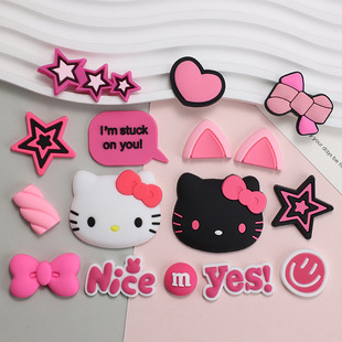 Large rose red black Hello Kitty KT flexible glue accessories mobile phone shell bag water Cup patch slippers flower DIY decoration