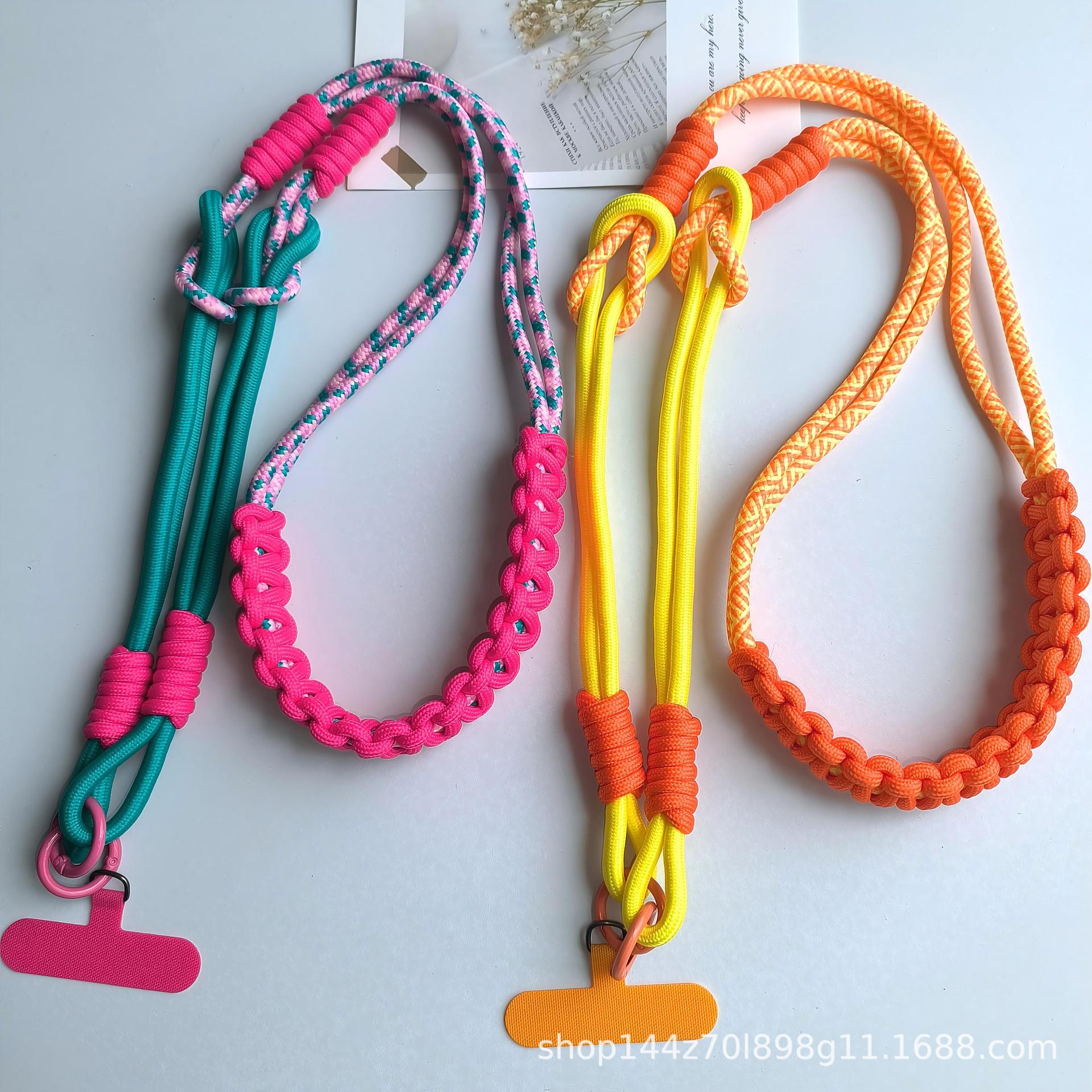 Cross-Border Color-Blocked Long Phone Lanyard, Woven Long Strap for Hanging Around the Neck, Crossbody Wearable Phone Strap, Shoulder Bag Strap, Durable and Stylish
