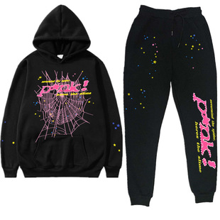 Cross-border European and American fashion hip-hop printed couple sweater men's and women's hoodie sweatshirt suit wholesale