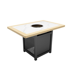Marble hot pot table induction cooker integrated commercial restaurant barbecue shop string wall deck sofa table and chair combination