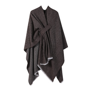 European and American Fashion Imitation Cashmere Bars Shawl Women's Summer High-end 2024 New All-match Split Cape Men's Outer