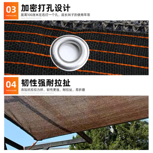 Curry Color Sunshade Net Outdoor Courtyard Encryption Thickened Shading Sunscreen Net Edge Wrapping Perforated Sunshade Net Sunscreen Net