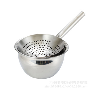 Stainless steel dish shell vegetable drain wooden handle steel handle water spoon water ladle water shell feed spoon large pot Ladle large soup shell soup drain short handle