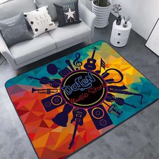 Cross-border Amazon American Crystal Velvet Printed Carpet Living Room Decoration Non-slip Easy-care Floor Mat Bedroom Bedside Blanket