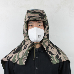 Factory durable pullover lace-up labor protection denim cape dust cap shawl cap work dust cap large