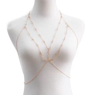 New European and American Fashion Exaggerated Sexy Body Chain Rhinestone Bra Chain Beach Bikini Body Chain Women