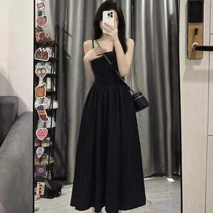 Early spring temperament waist slimming long skirt French first love feeling small white skirt suspender A- line skirt Hepburn style small black skirt#