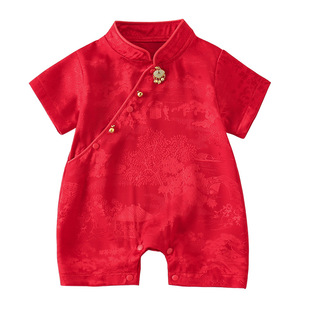 Baby Guofeng Clothes Summer Clothes One Hundred Days Dress Thin One-Year-Old Baby Hatshirt Full Moon Summer