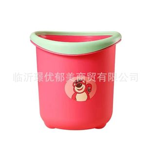 Factory Straight Straight Strawberry Bear Trash Can Large Capacity Household Plastic Thickened High Color Value Bedroom Round Cartoon