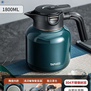 Japanese Taifu High Ceramic Liner Insulated Teapot Large Capacity Temperature Display Hot Water Kettle Tea Water Separation Pot Steeping Teapot