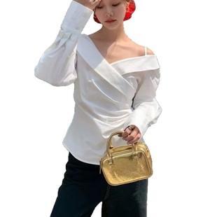 South Korea New Vintage Handbag 2025 Summer Genuine Leather Niche Design Boston Small Bag High Texped Hand Bag