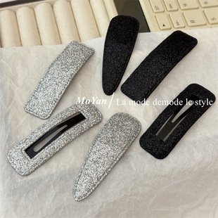 Korean Style Simple Hair Clip silver Fine Flash Clip Internet Celebrity Simple bb Clip Bangs Side Clip Fashion Commuter Hair Clip