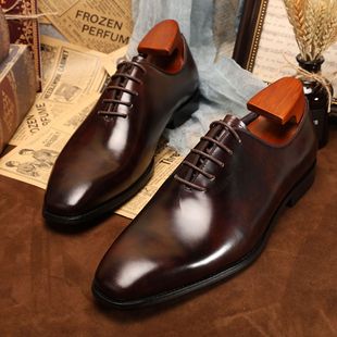 European and American British style D Italian museum polished calfskin plain Oxford business shoes