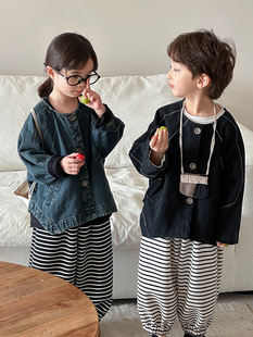 Jiaye children's 2025 children's spring new open line Denim coat men's and women's treasure loose bat sleeve jacket