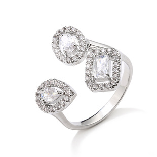 UILZ cross-border summer new European and American ins style ring high sense fashion temperament geometric zircon women's jewelry